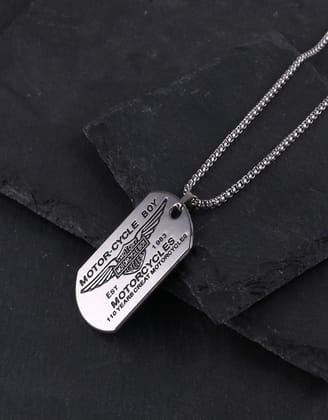 Motorcycle Men Pendant-With Box Chain / Silver