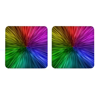 Multicolor Abstract Space Travel Set Of 2 Square Wooden Coaster