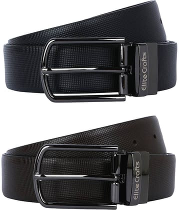 Elite Crafts - Black 100% Leather Men's Reversible Belt ( Pack of 1 )