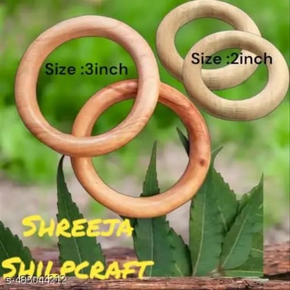 Wooden Teether | Teething toys for 3 month -12 month baby | Gum Soothers ( 2 Rings :2inch & 2Rings:3inch) Pack of 4