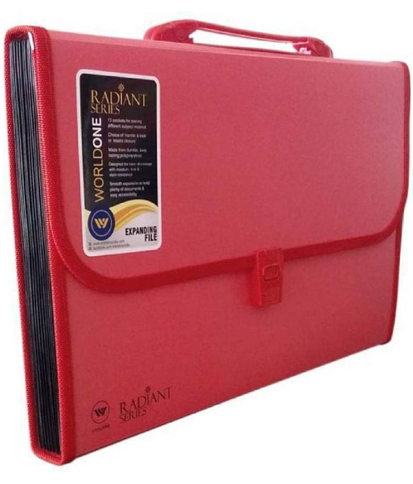 Expanding File 13 Pockets RED BLUE BLACK GREEN PINK / Multicoloured PACK OF 1 PCS