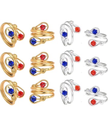 AanyaCentric Silver Plated 3 Pair Toe Rings