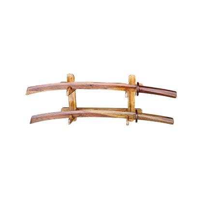 Handcrafted Wooden Double Display Wall Stand for Showpiece in Natural Finish