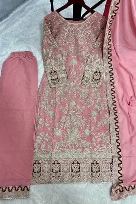 Beautiful Georgette Top-Plazzo And Dupatta With Diamond Handwork