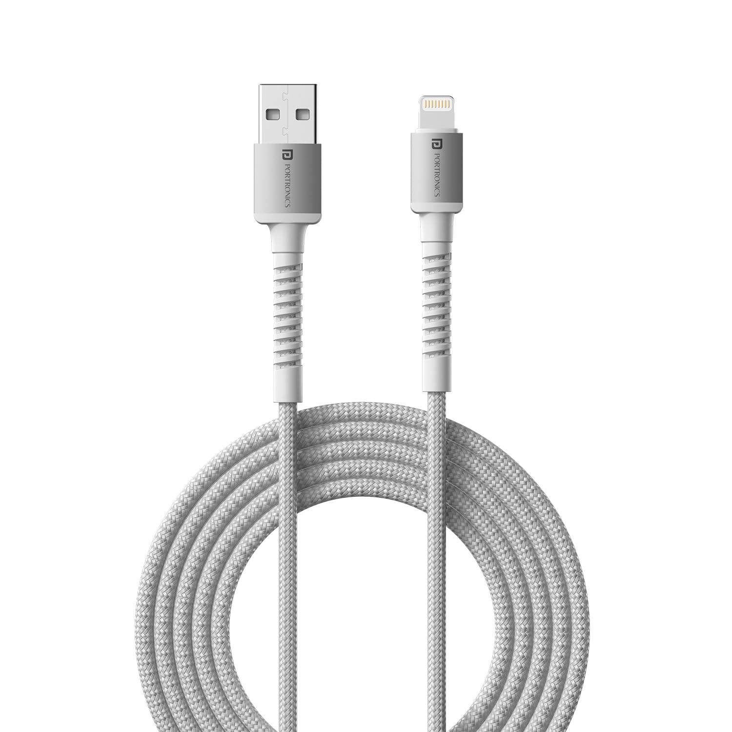 Portronics Konnect X 3A Unbreakable Nylon Braided USB to 8 Pin Fast Charging Cable (white)