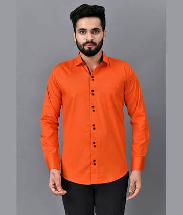 VTEXX Cotton Blend Regular Fit Solids Full Sleeves Men's Casual Shirt - Orange ( Pack of 1 )
