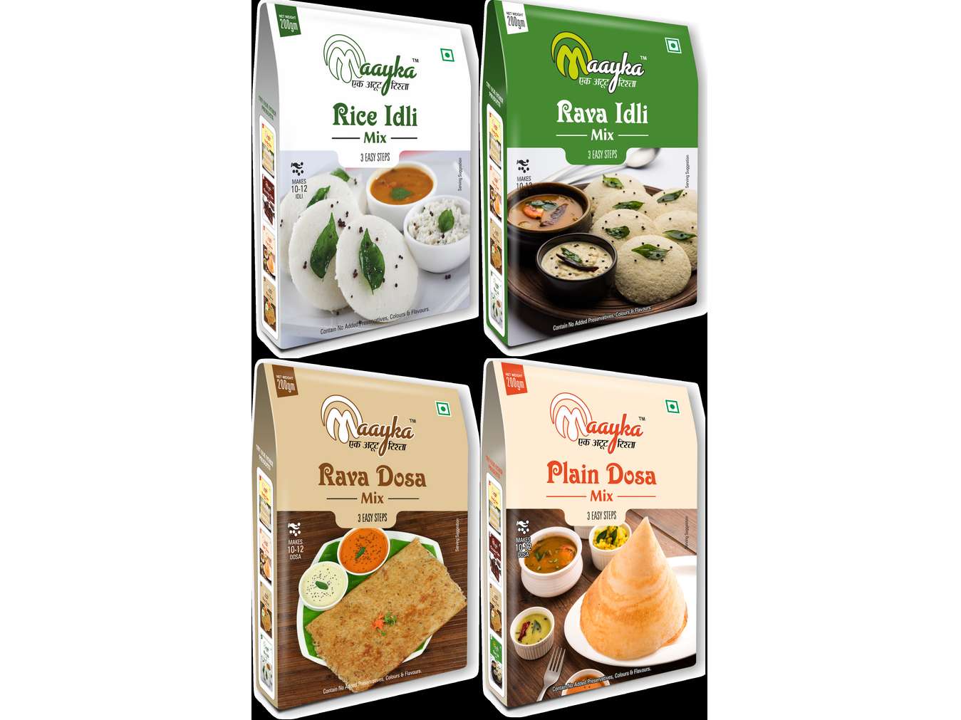 Maayka Plain Dosa, Rava Dosa, Rice Idli & Rava Idli | Pack Of 4