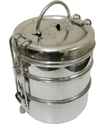 Dynore Silver Stainless Steel Tiffin