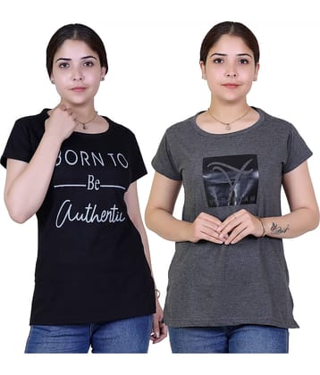 Varenyam Women Cotton Regular Fit Round Neck T-Shirt ( Black )