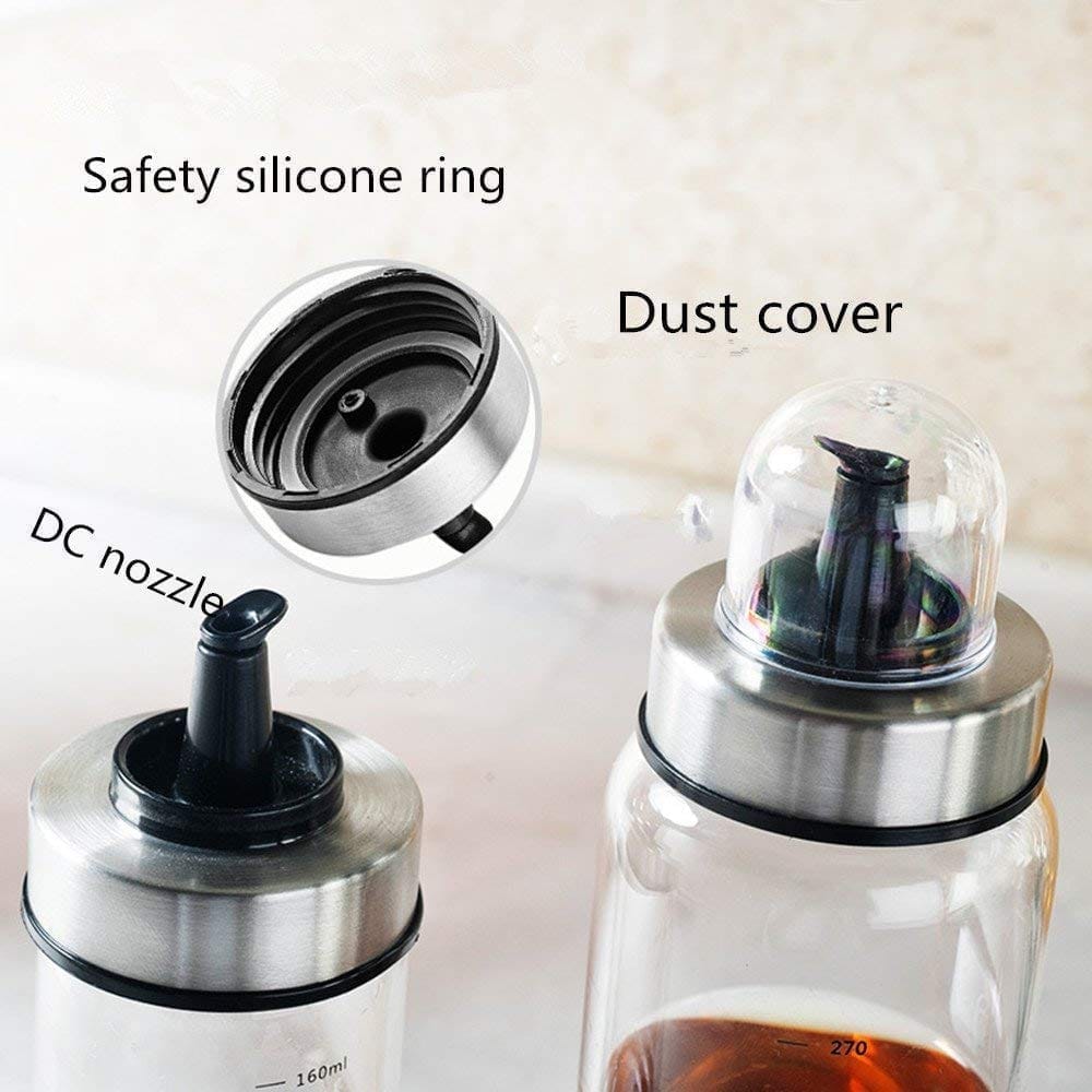 Femora Borosilicate Glass Oil Dispenser, 500Ml, Set of 2, Clear