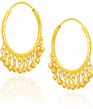LUV FASHION Golden Hoops Earrings ( Pack of 1 )