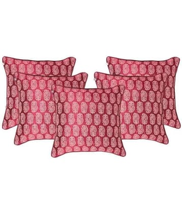 Zubix Pink & White Polyester Cushion Covers Set Of 5