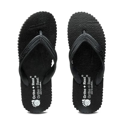 Ortho + Rest Extra Soft Slippers for Men and Women (Color - Black) by Pee Aar Industries