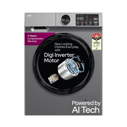 Godrej 9 Kg 5 Star, 5 Years Comprehensive Warranty, AI Powered, Steam Wash, Pause The Cycle, Digi Inverter Fully Automatic Front Load Washing Machine (WFEON CEL 9014 IEBT SLSR, Silver Stream) Silver Stream / 9 Kg- 5 Star