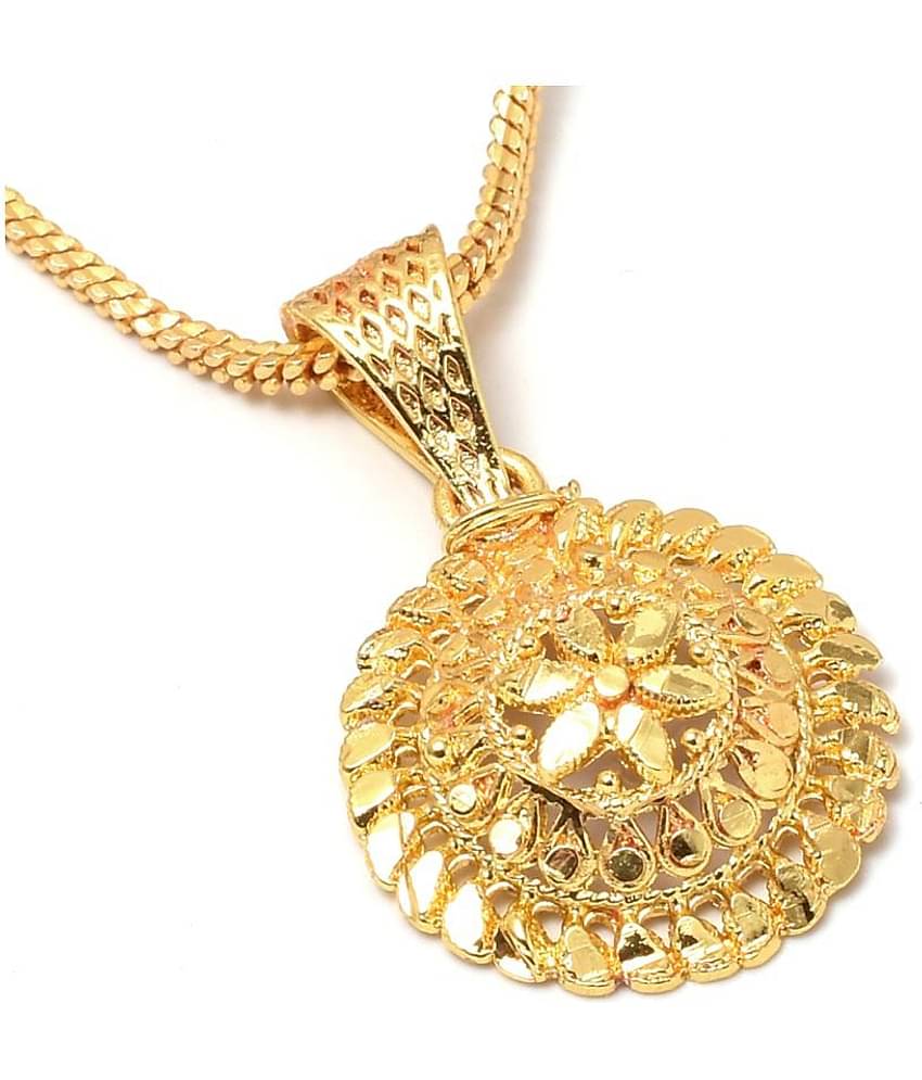 Jewar Mandi Neck Chain 24 kt Gold Plated with Locket Real Look Daily use for Women Girls Men 75780