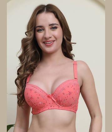 PrettyCat Pack of 1 Polyester Lightly Padded T-Shirt Bra For Women ( Orange )
