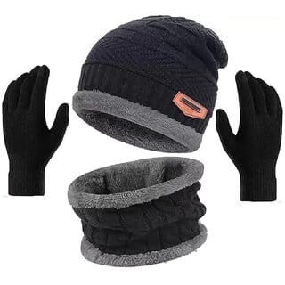 Eastern Club Unisex Black Woolen Winter Cap (Pack of 3)