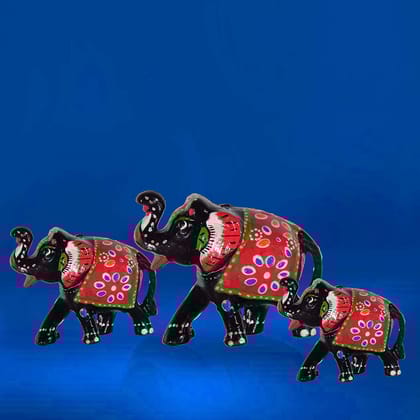 DreamKraft Paper Mache Elephant Showpiece, Standard, Black, 3 Piece