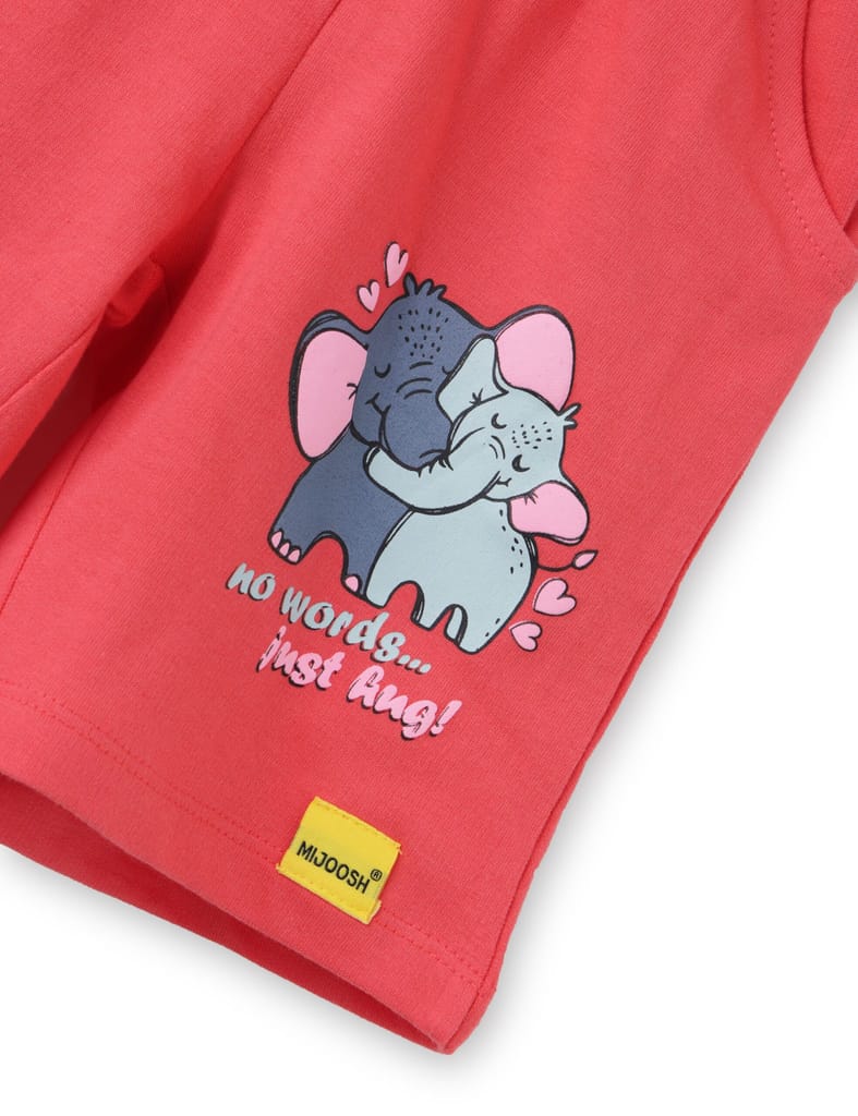 Luxurious Kids Girls Shorts Cotton French Terry Hibiscus Red Cute Couple Elephant 2025 at ShopCi