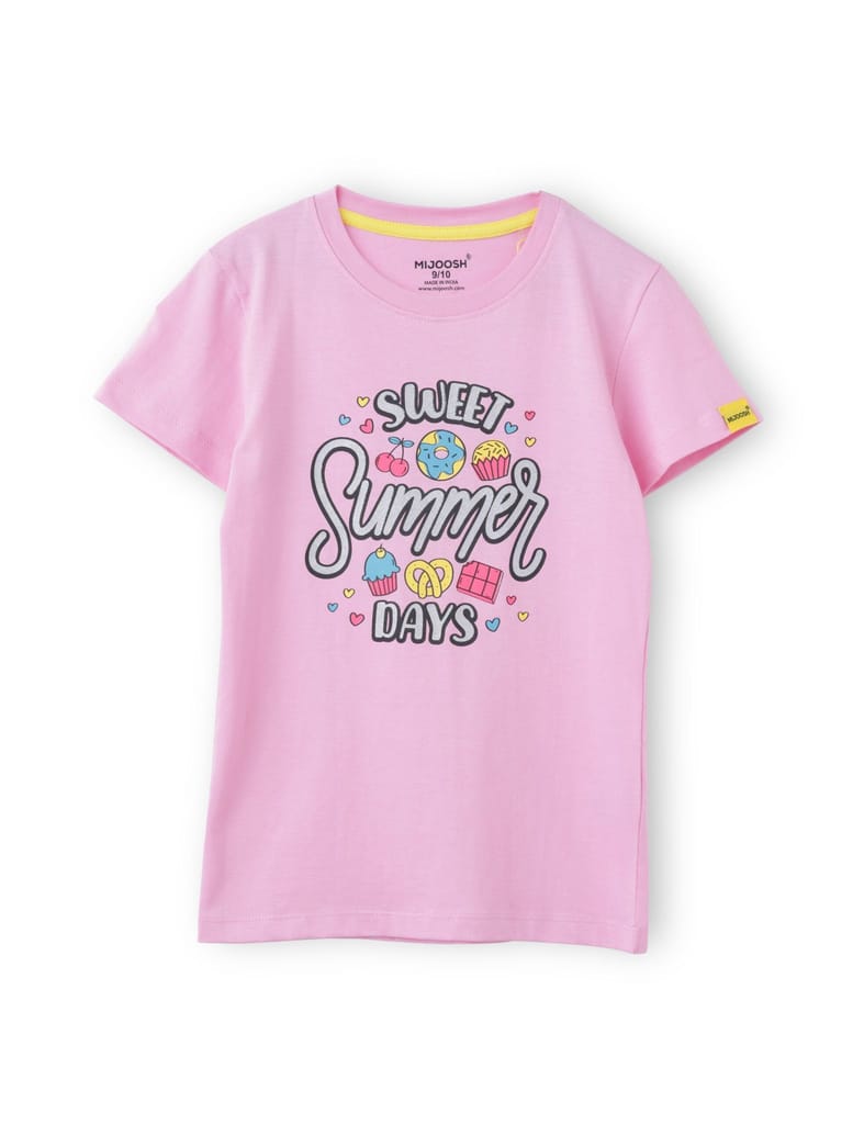 Latest Kids Girls’ T-Shirt Blazing Yellow, Bonbon Pink, Vibrant Orange, Touch & Feel, Ages 7-14 