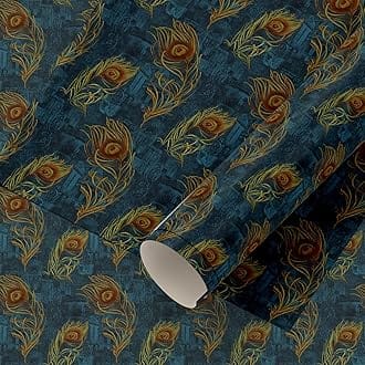 Eurotex Wall Paper for Wall Decor, Non Adhesive Wallpaper for Walls Living Room, Bedroom (53 x 1000 cm, Roll 57sqft, Blue Morpank Design)