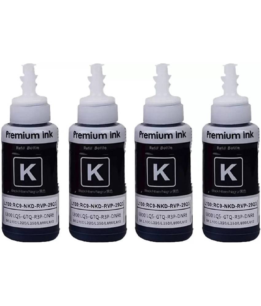 TEQUO 664 Ink For L130 Black Pack of 4 Cartridge for L220/ L550/ L355/ L110/ L210/ L300/ L360/ L350/ L380/ L100/ L200/ L565/ L555/ L130/ L1300 and more.