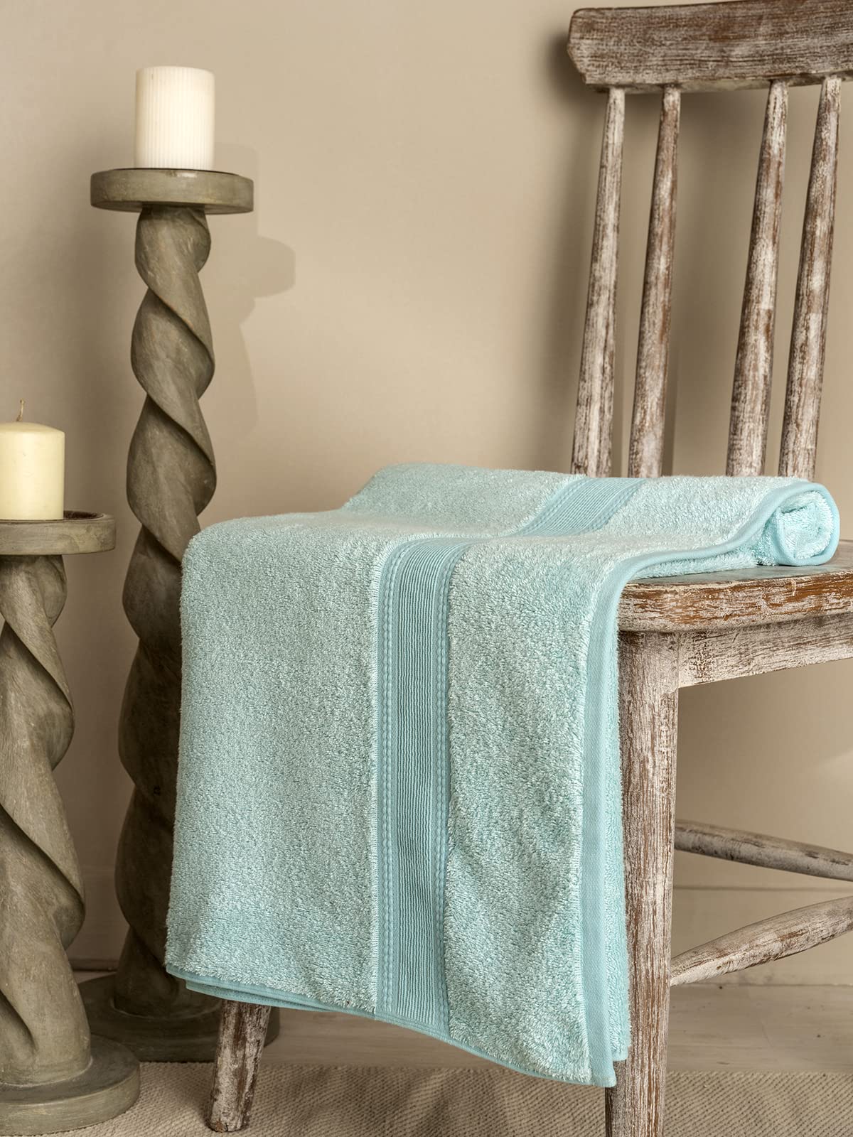 DDECOR - Ecofresh Collection 100% Cotton Bomboo Plains And Textures Pattern 650TC Bath Towel |75 CM X 150 CM| \