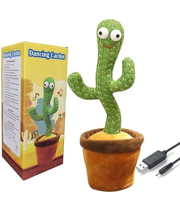 Fratelli Dancing Cactus Talking Toy,USB Charging Cactus Plush Toy,Dance & Sing (50+Songs) Made In INDIA