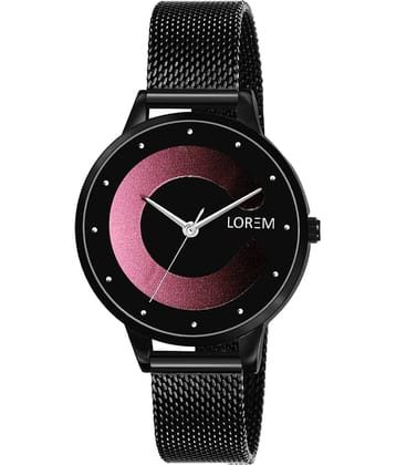 Lorem Black Stainless Steel Analog Womens Watch