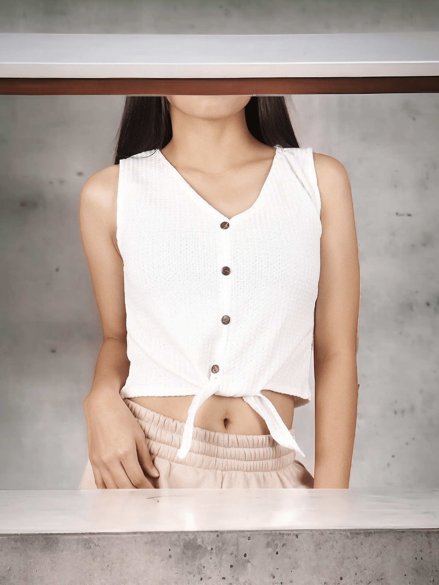 Sleevless Crop top Ghost White