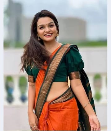 Gazal Fashions Cotton Silk Embellished Banarasi saree Without Blouse Piece ( Multicolor 6 )