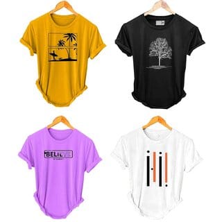 (Pack Of 4) Fashlook Printed T-Shirts for Men - Stylish & Comfortable Casual Wear (Multicolor)