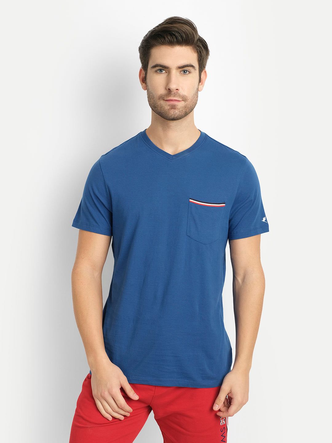 Mens Premium Cotton Half Sleeve Solid T-Shirts-S / Blue