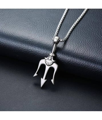 Fashion Frill Silver Chain For Men Vintage Trident Ancient Amulet Stainless Steel Silver Chain For Men Boys Stylish Mens Jewellery