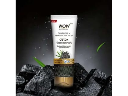 WOW Charcoal & Hyaluronic Acid Detox Face Scrub - Buy 1 Get 1 Free (100 ml x 2) -  Clearance sale 