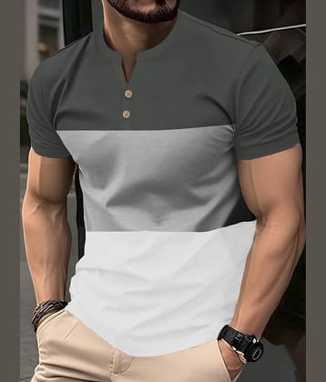 Eyebogler Polyester Regular Fit Colorblock Half Sleeves Men's Mandarin Collar T-Shirt - Multicolor ( Pack of 1 )