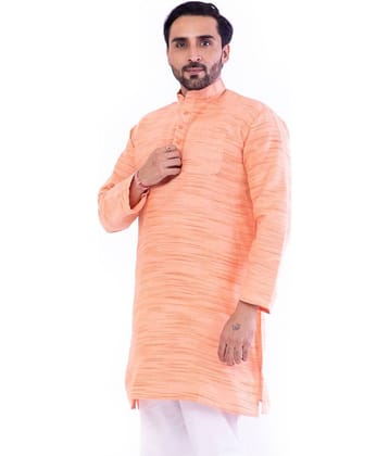 DESHBANDHU DBK - Orange Cotton Blend Men's Regular Kurta ( Pack of 1 )