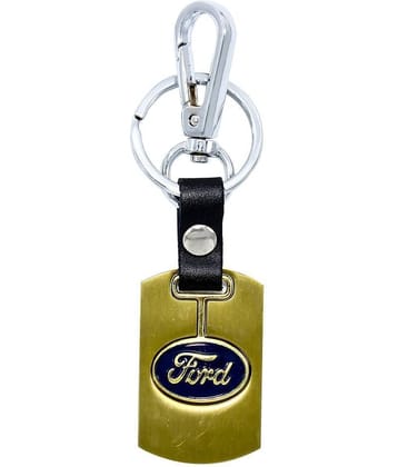 Americ Style Ford Golden Metal Swinging Logo Locking Locking Key Chain  (Gold)