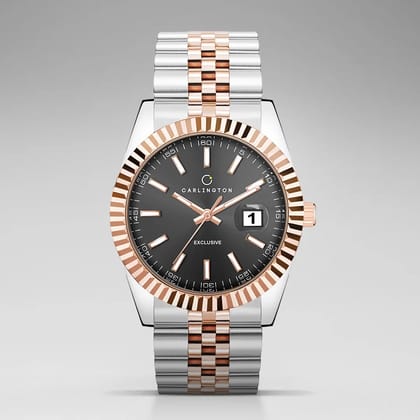 Exclusive 8811 Two Tone Black Gents Analog Watch