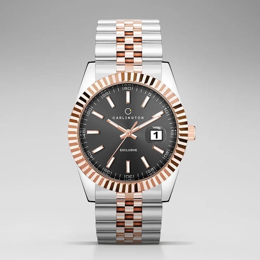 Exclusive 8811 Two Tone Black Gents Analog Watch