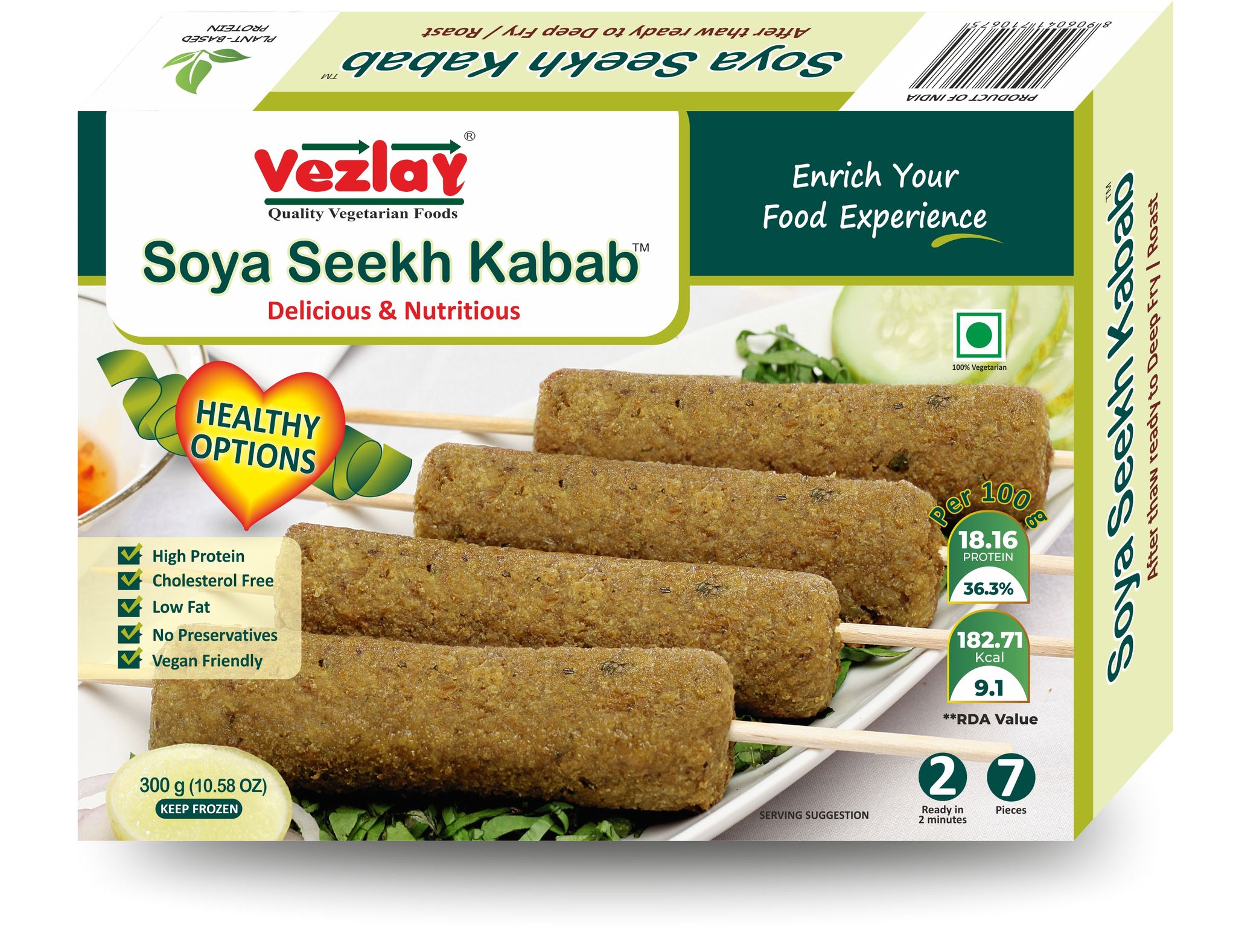 Vezlay Soya Seekh Kabab, 300 gm