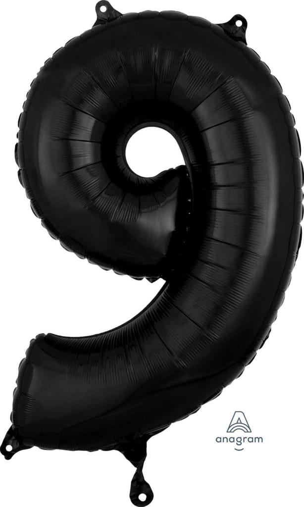 Large Shape No.9 Black Balloon 26" - L26 - Party and Festive Needs | Buy online on ZillyBuy