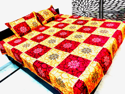 100% Cotton Satin 250 TC Printed Multicolor Double Bedsheet with 2 Pillow Covers – 90 X 100 Inches (7.5 x 8.3 Feet) by Omkar by R3 Inc.