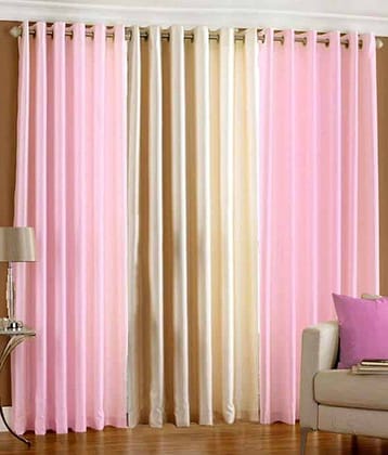 Homefab India Plain Semi-Transparent Eyelet Door Curtain 6ft (Pack of 3) - Multicolor