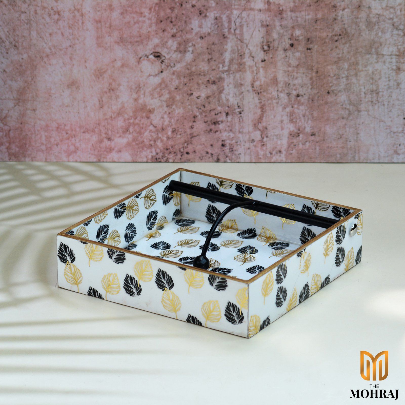The Mohraj Monochrome Gold Foil Tissue Holder