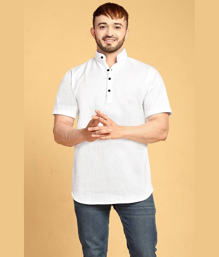 IQIVLI Cotton Flex Regular Fit Solids Half Sleeves Men's Casual Shirt - White ( Pack of 1 )