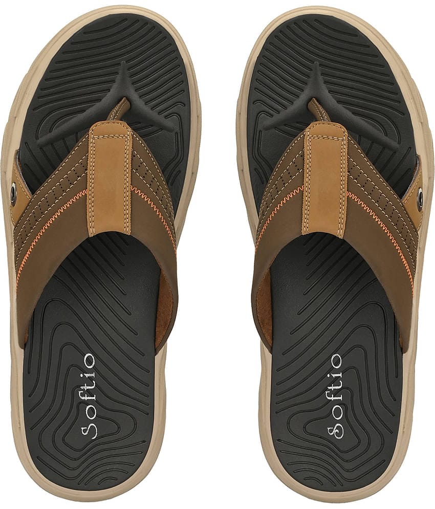 softio - Olive Men's Thong Flip Flop