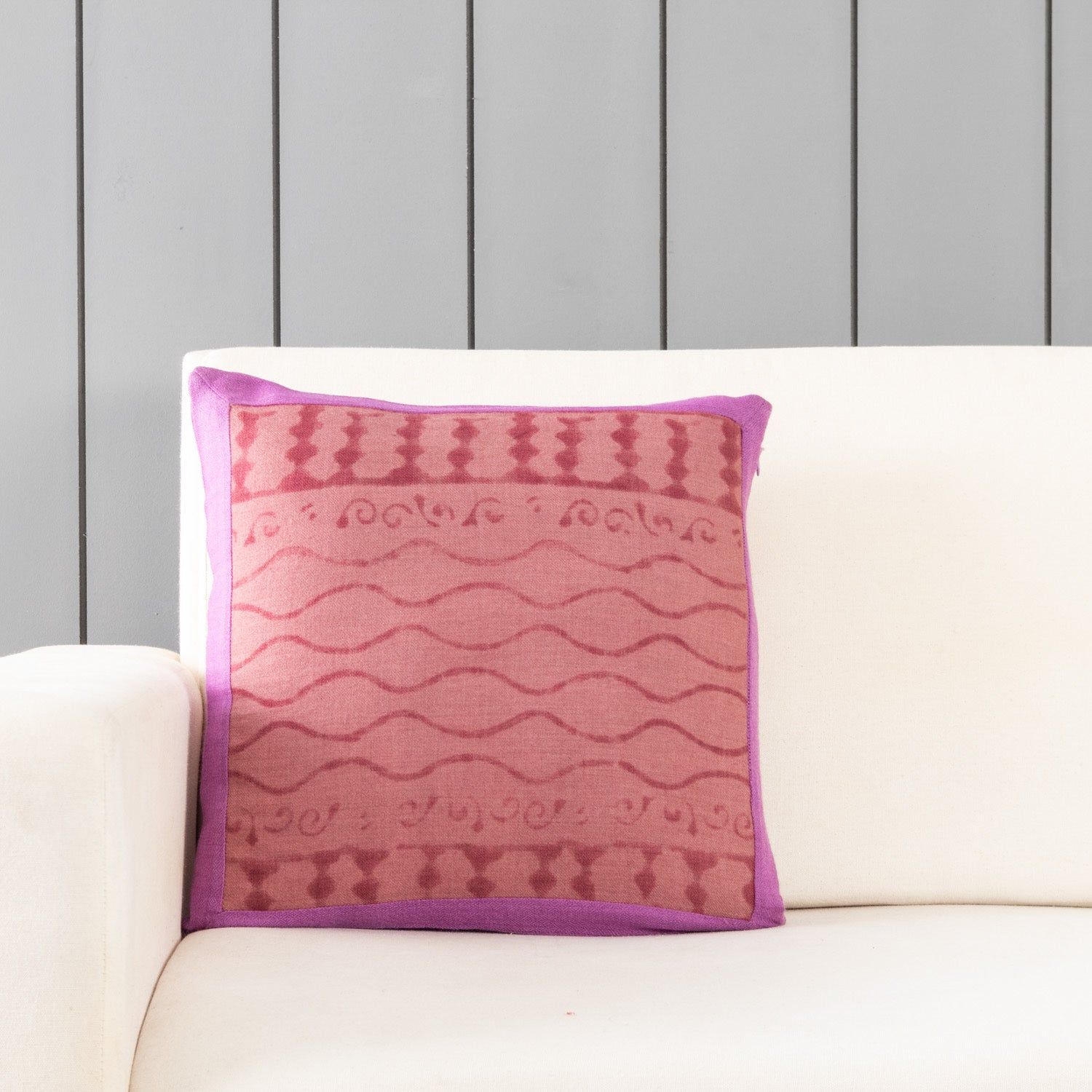 Handwoven Upcycled Purple & Lilac Wool Cushion Cover - 16x16-Purple / Lilac / Wool