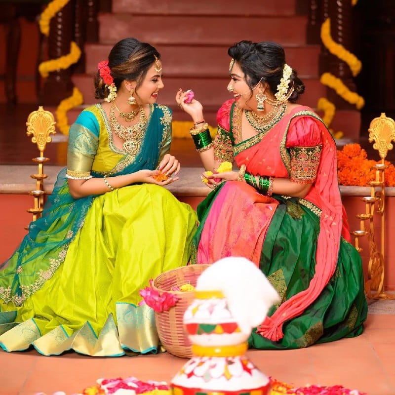 Lime Yellow Soft Silk Lehenga Choli with Embroidered Dupatta