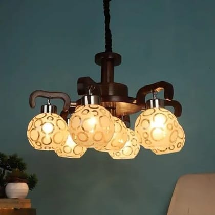 ELIANTE Wholesome Wood Chandelier Brown for Living Room, Bedroom, Dining Room, Kitchen | 3 Years Warranty | Free - LED LAMP